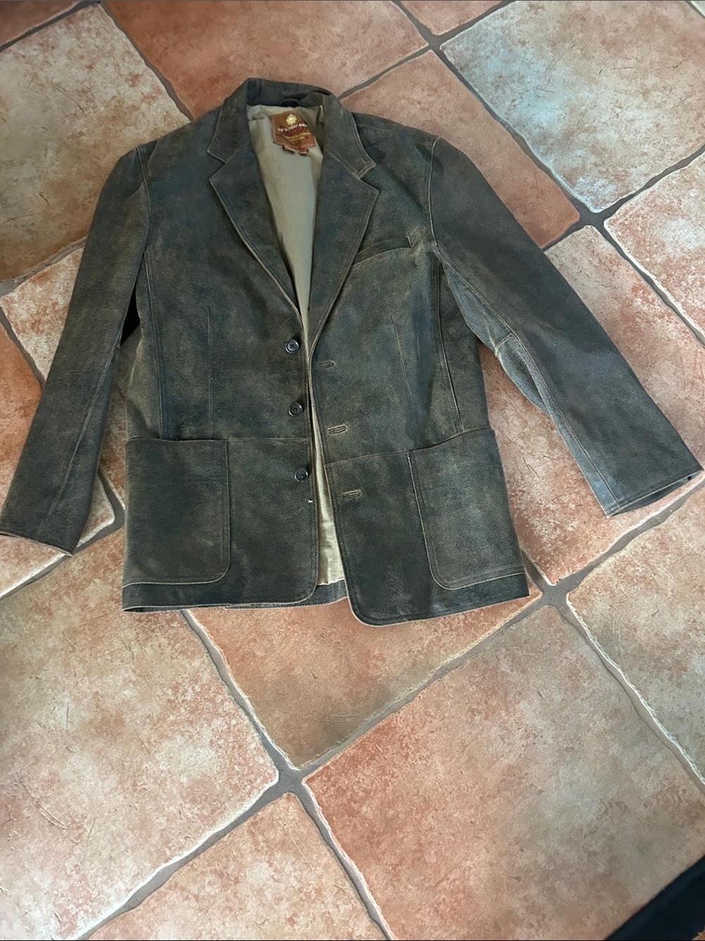 The Territory Ahead Distressed Brown leather Sport Coat